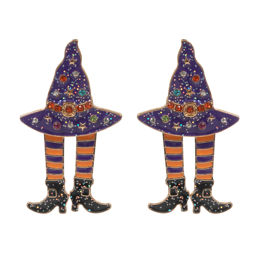 Halloween Witch Hat Legs Earrings
