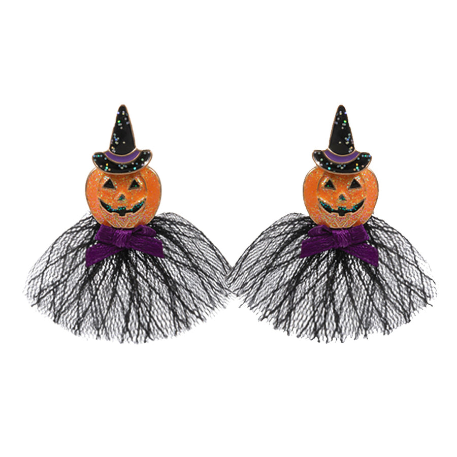 Halloween Pumpkin with Bow Earrings