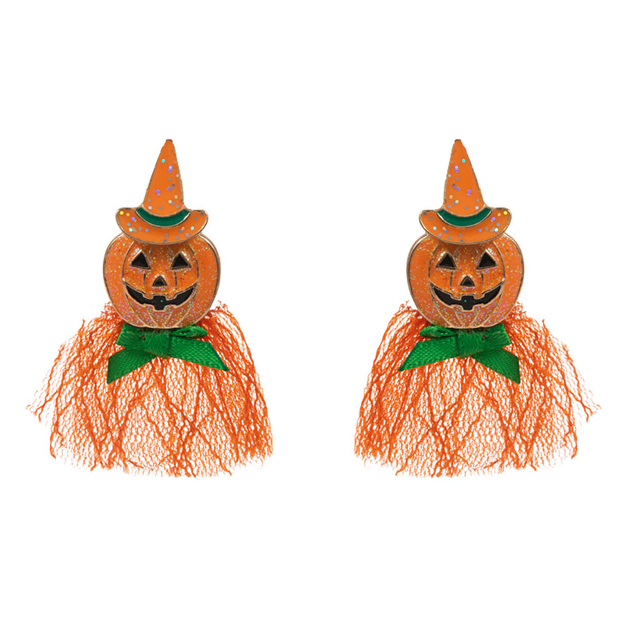 Halloween Pumpkin with Bow Earrings