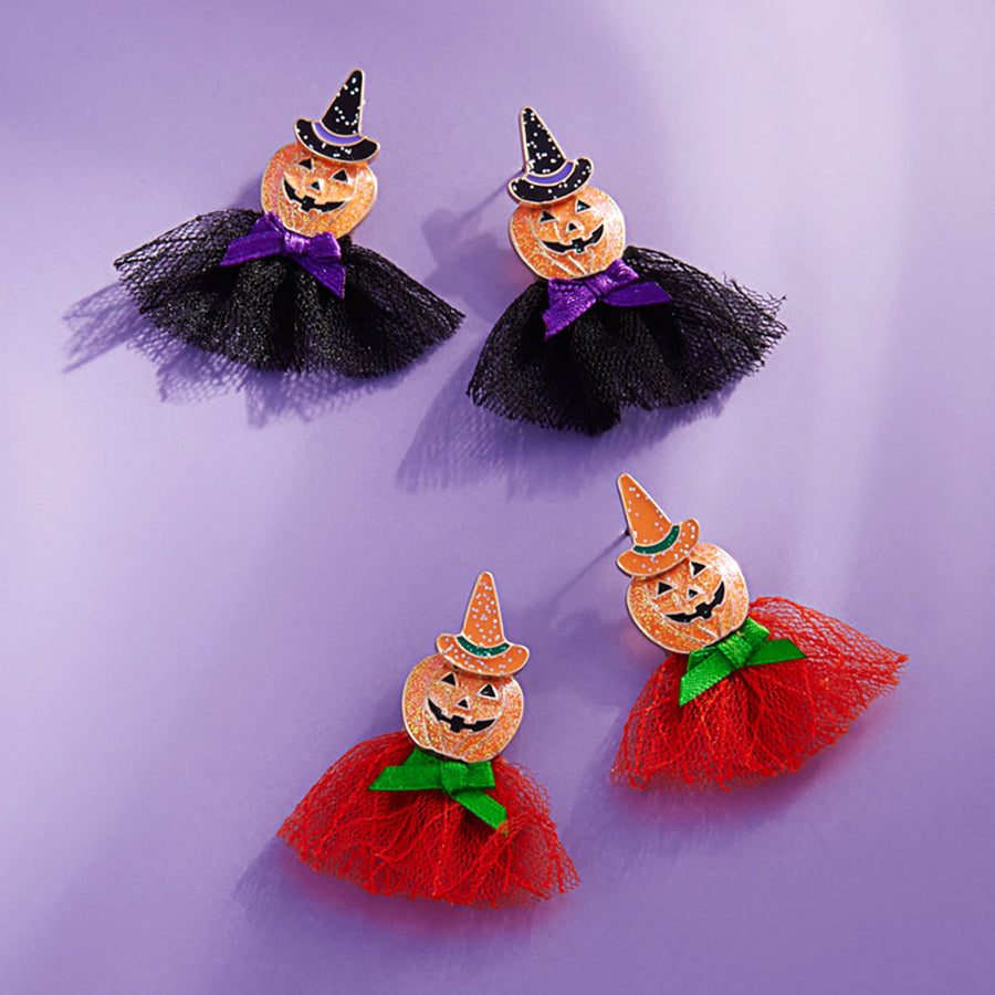 Halloween Pumpkin with Bow Earrings