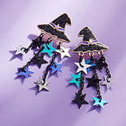 Enamel Witch Hat Star Tassel Earrings