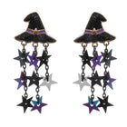 Enamel Witch Hat Star Tassel Earrings