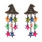 Enamel Witch Hat Star Tassel Earrings