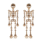 Stone Pointed Metal Skull Dangle Earrings