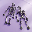 Stone Pointed Metal Skull Dangle Earrings