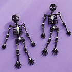 Stone Pointed Metal Skull Dangle Earrings