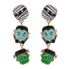 Enamel Mummy Dracula Frankenstein Link Dropdown Earrings
