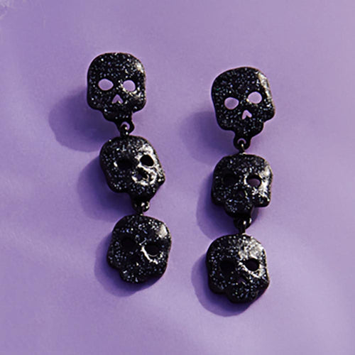 Triple Skull Link Drop Earrings
