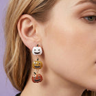 Glittered Enamel Halloween Pumpkin Link Dropdown Earrings