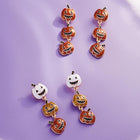 Glittered Enamel Halloween Pumpkin Link Dropdown Earrings