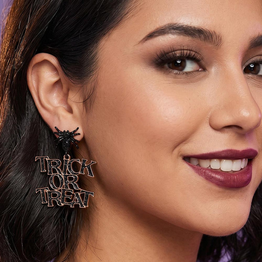 TRICK OR TREAT Halloween Message Drop Dangle Earrings