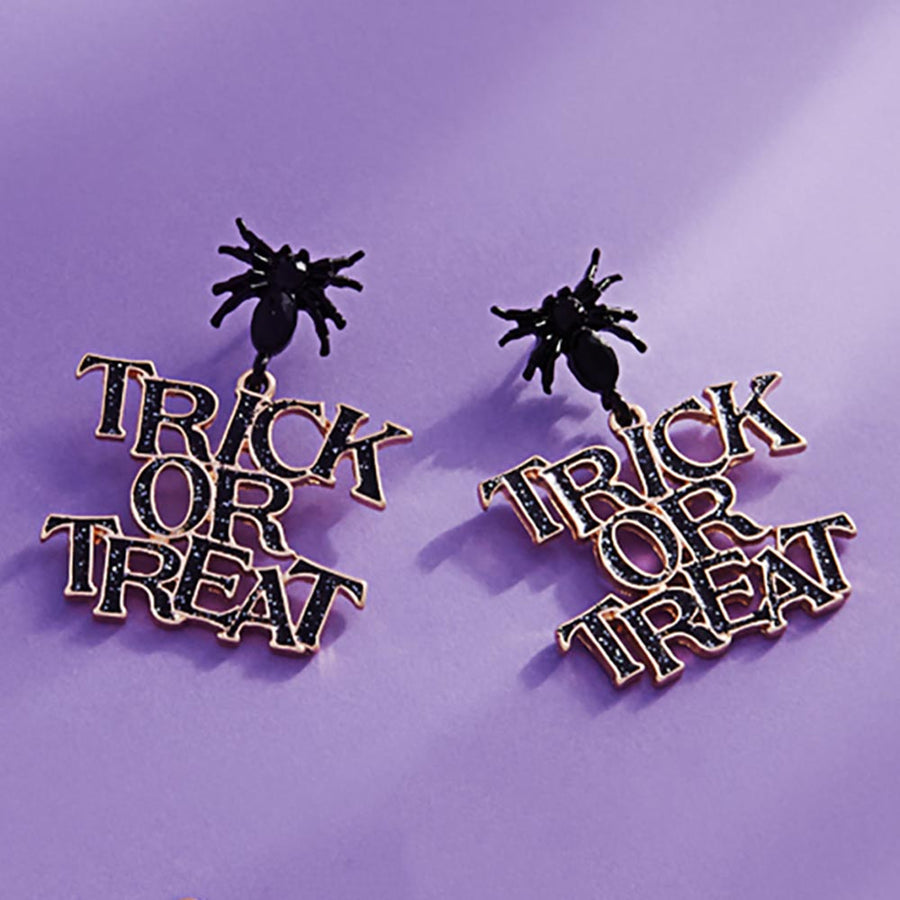 TRICK OR TREAT Halloween Message Drop Dangle Earrings
