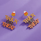 TRICK OR TREAT Halloween Message Drop Dangle Earrings