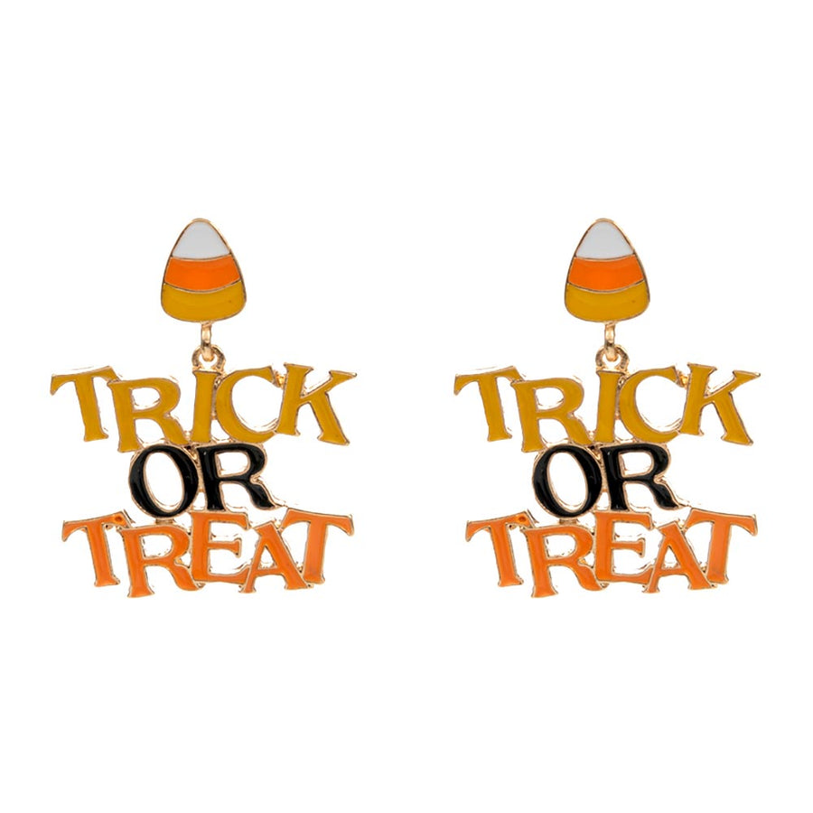 TRICK OR TREAT Halloween Message Drop Dangle Earrings