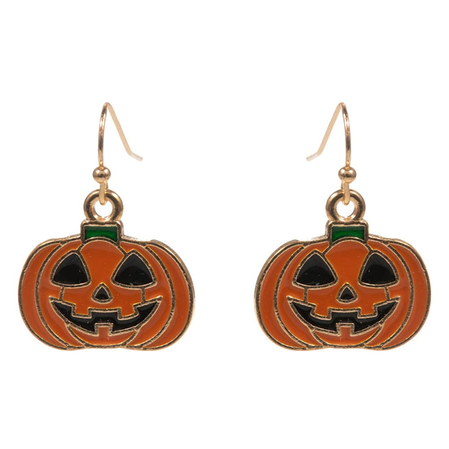 Halloween Jack O Lantern Pumpkin Charm Drop Dangle Earrings