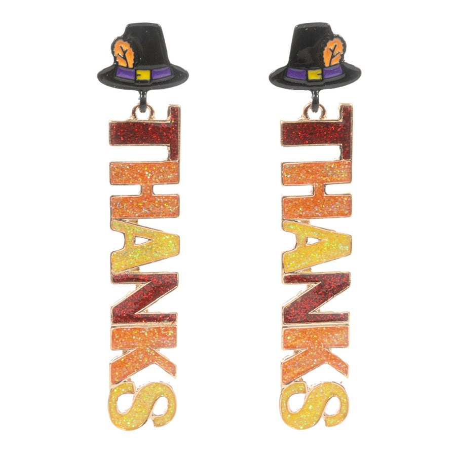 Enamel THANKS Message Dangle Earrings