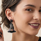 Spider Witch Hat Charm Drop Dangle Earrings