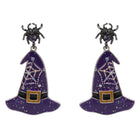Spider Witch Hat Charm Drop Dangle Earrings