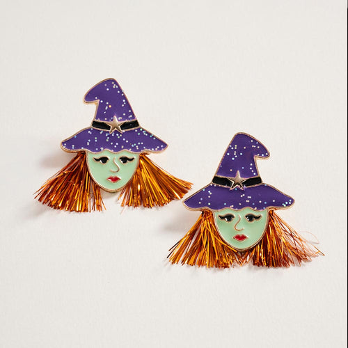 Halloween Witch Face Earrings
