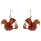 Whimsical Squirrel Acorn Charm Dangle Earrings