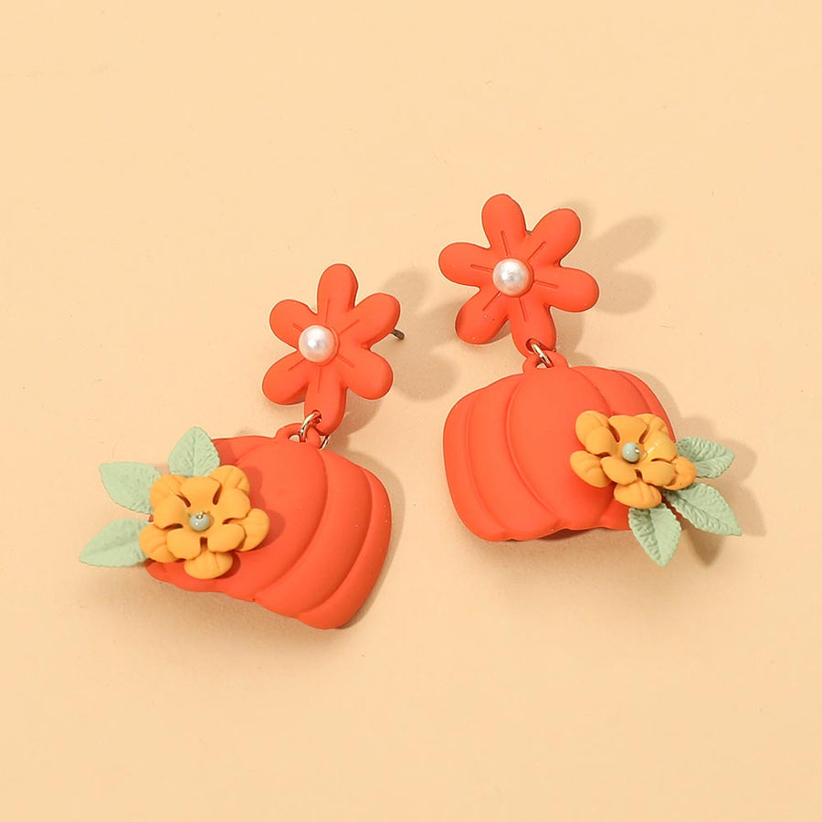Autumn Pumpkin Charm Drop Dangle Earrings