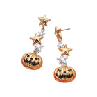 Halloween Star Jack-O Lantern Charm Link Drop Earrings