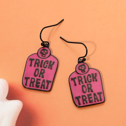TRICK OR TREAT Halloween Charm Drop Dangle Earrings