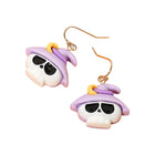 Halloween Witch Hat Skull Dangle Earrings
