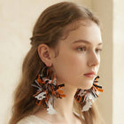 Oversized Halloween Tinsel Tassel Drop Hoop Earrings
