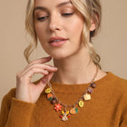 Thanksgiving Turkey Leaf Pumpkin Acorn Flower Charm Station Necklace