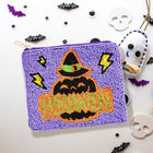 Happy Halloween Message Seed Beaded Halloween Mini Pouch Bag