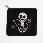 Happy Halloween Message Seed Beaded Halloween Mini Pouch Bag
