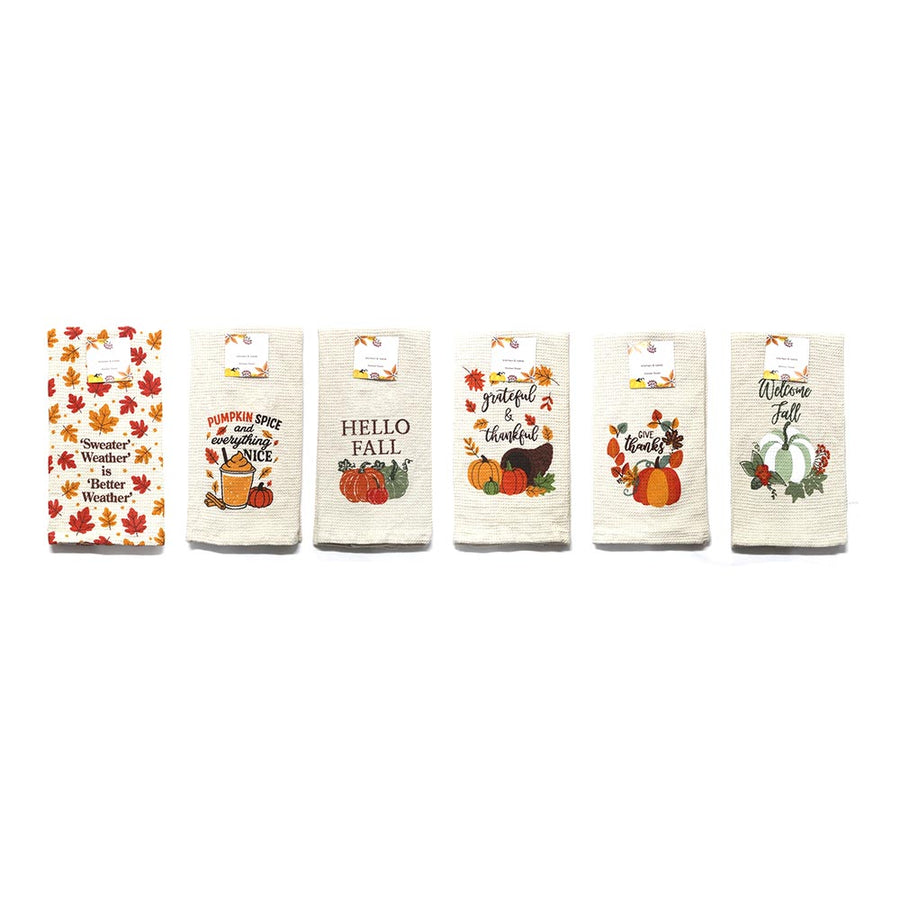 Thanksgiving Message GRATEFUL THANKFUL Autumn Printed Kitchen Towel