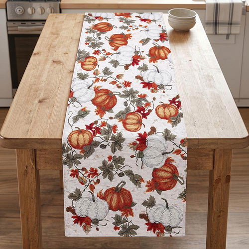 Rustic Fall Pumpkin Harvest Pattern Printed Table Runner