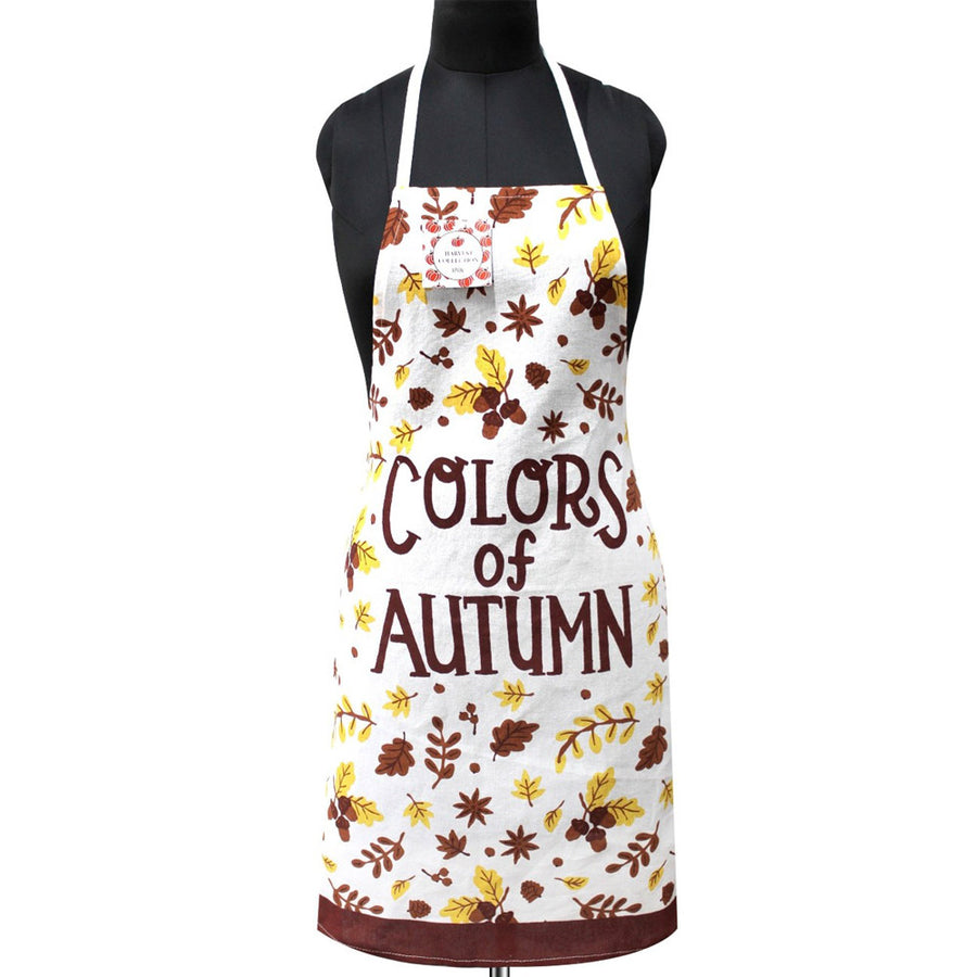 Autumn Leaves Pattern COLORS OF AUTUMN Message Printed Apron
