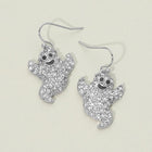Stone Pave Halloween Ghost Charm Drop Dangle Earrings