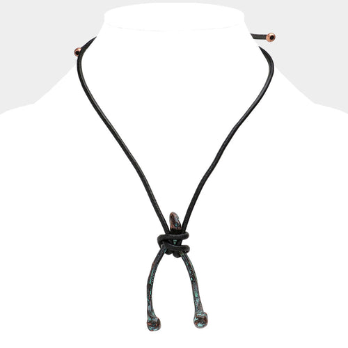 Unisex Wishbone Metal Pendant Necklace