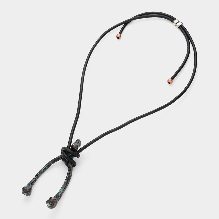 Unisex Wishbone Metal Pendant Necklace
