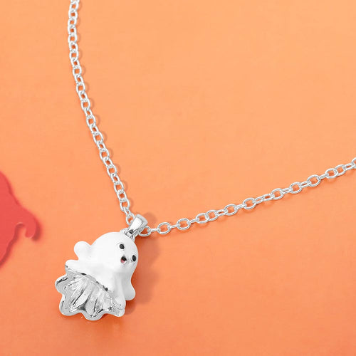 Cute Enamel Ghost Pendant Necklace