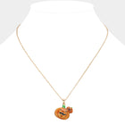 Enamel Halloween Pumpkin Pendant Necklace