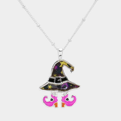 Halloween Witch Hat Boots Pendant Necklace