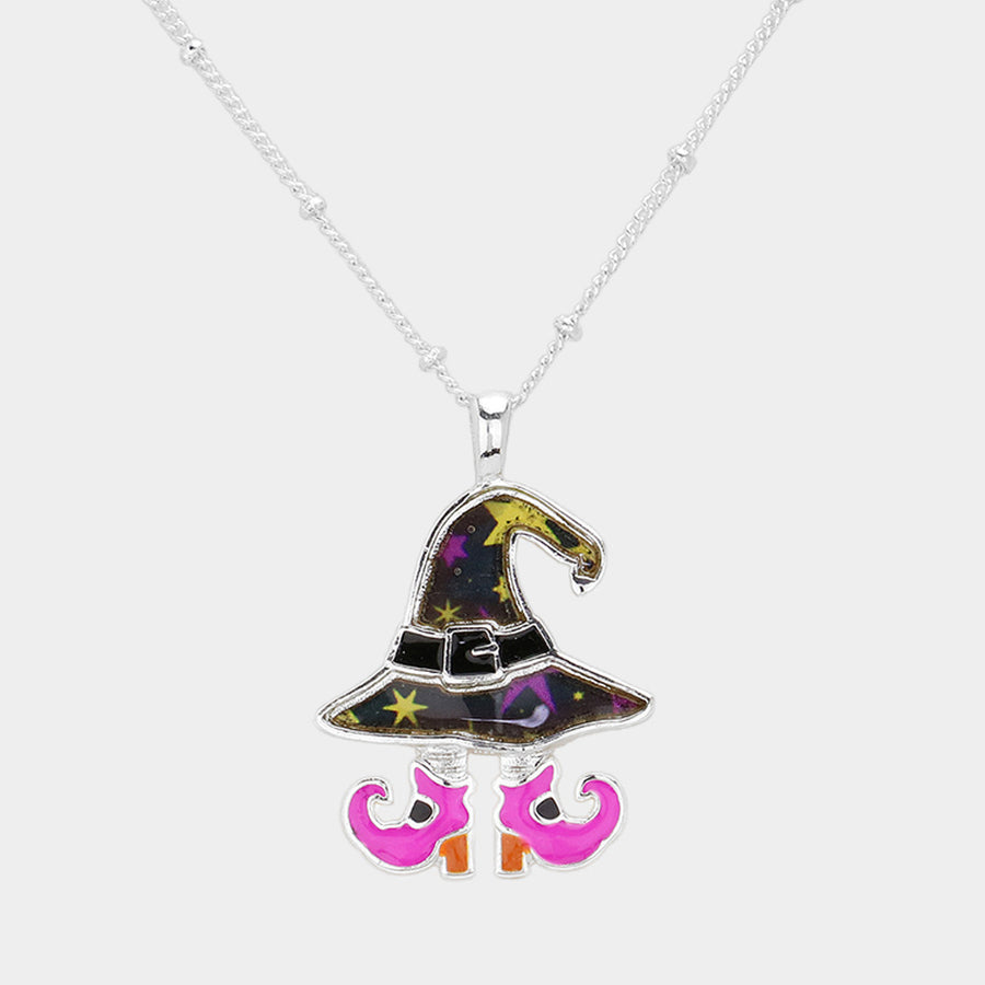 Halloween Witch Hat Boots Pendant Necklace