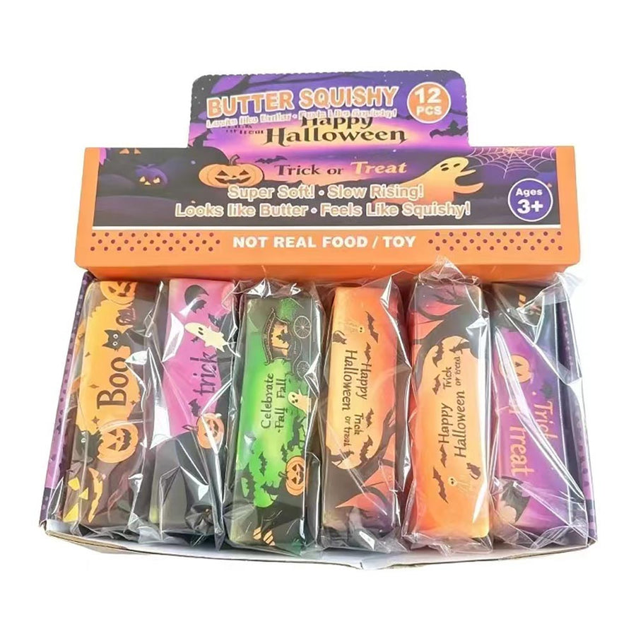 12PCS - Halloween Butter Stick Shape Squeeze Squishy Stress Relief Toy