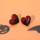 Rhinestone Bloody Halloween Heart Stud Earrings