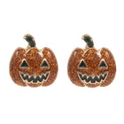 Sparkly Halloween Pumpkin Stud Earrings