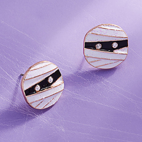 Enamel Mummy Face Stud Earrings