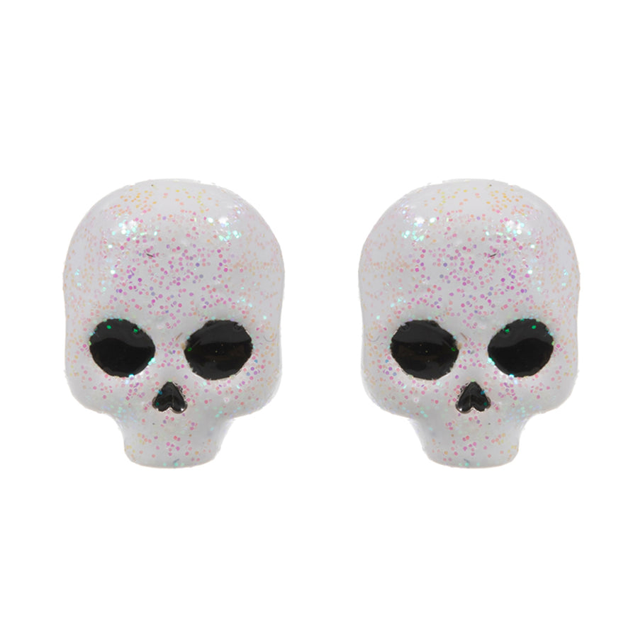 Sparkly Halloween Skull Stud Earrings