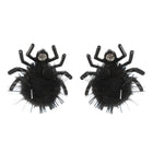 Fuzzy Halloween Spider Stud Earrings