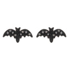 Stone Paved Sparkly Halloween Bat Stud Earrings
