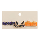 3Pairs - Halloween Candy Witch Hat Pumpkin Stud Earring Set